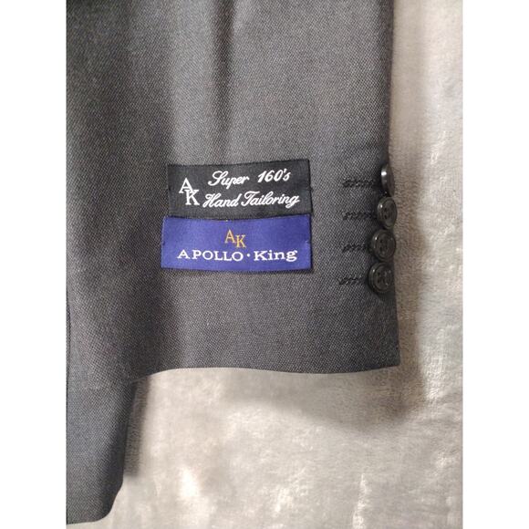 Apollo King Mens Super 160s Hand Tailoring Suit Jacket & Vest Char Black 44 - Picture 4 of 16